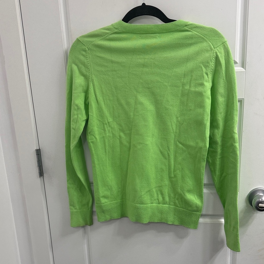 Lilly Pulitzer Bright Green V-Neck Sweater Size Small - Picture 3 of 3